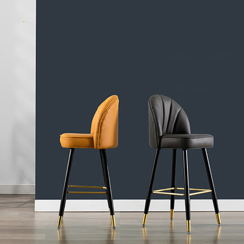 Modern Armless Backrest Counter Stool Iron Bar Stool with Cushion for Bar