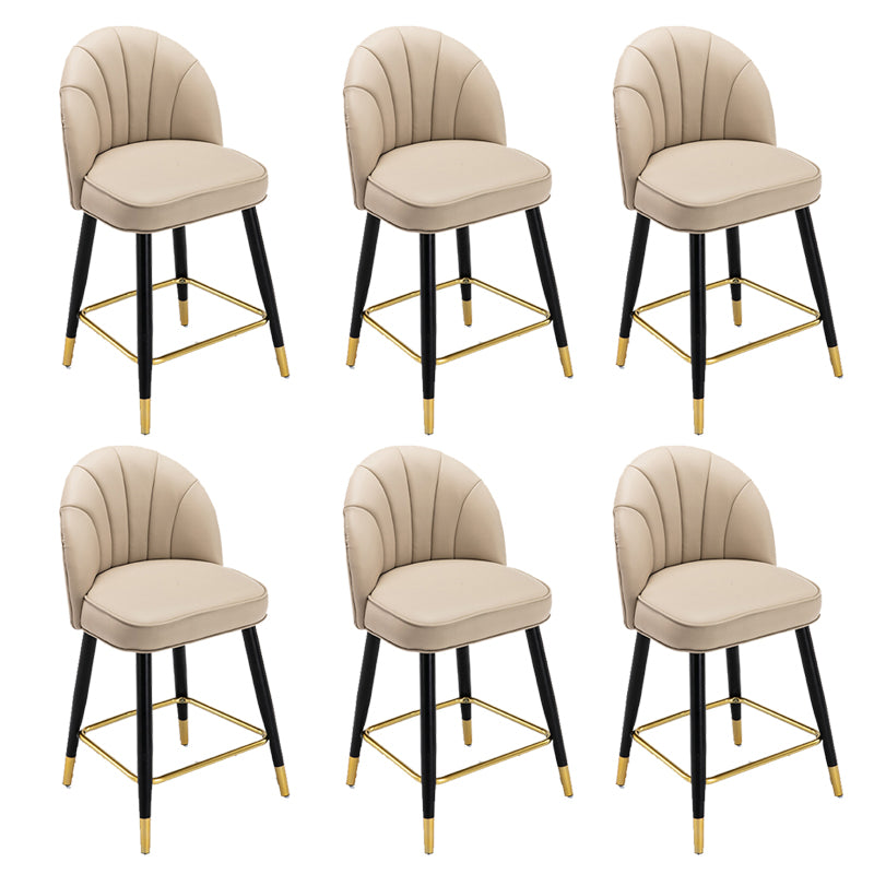 Modern Armless Backrest Counter Stool Iron Bar Stool with Cushion for Bar