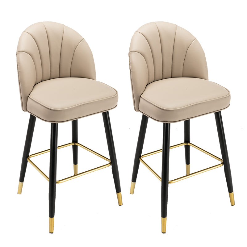 Modern Armless Backrest Counter Stool Iron Bar Stool with Cushion for Bar