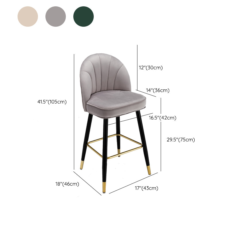 Modern Armless Backrest Counter Stool Iron Bar Stool with Cushion for Bar