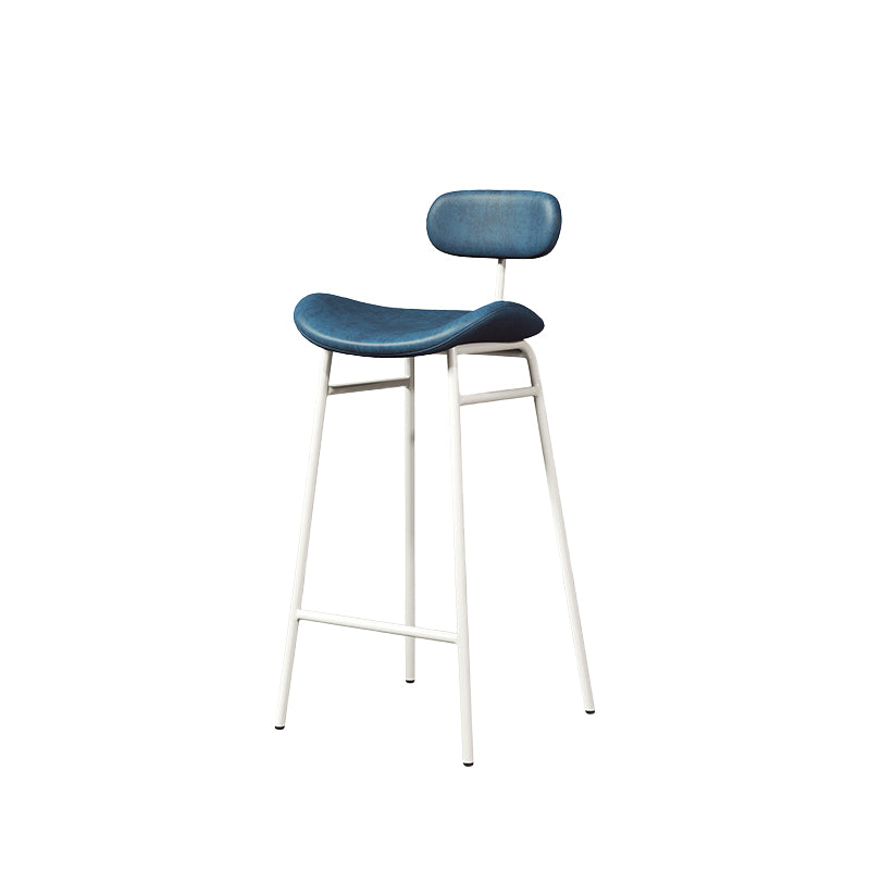 Modern Backrest Counter Stool Iron Cafe Bar Stool with Cushion and Pedal