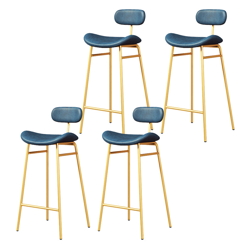 Modern Backrest Counter Stool Iron Cafe Bar Stool with Cushion and Pedal