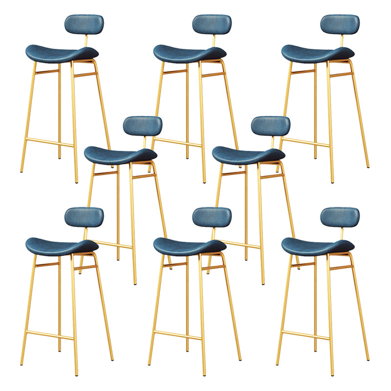 Modern Backrest Counter Stool Iron Cafe Bar Stool with Cushion and Pedal