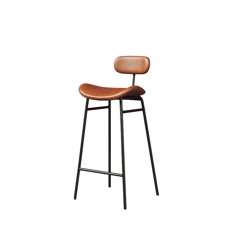 Modern Backrest Counter Stool Iron Cafe Bar Stool with Cushion and Pedal