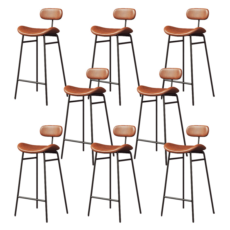 Modern Backrest Counter Stool Iron Cafe Bar Stool with Cushion and Pedal