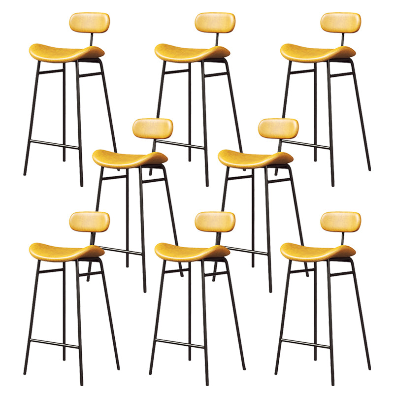 Modern Backrest Counter Stool Iron Cafe Bar Stool with Cushion and Pedal