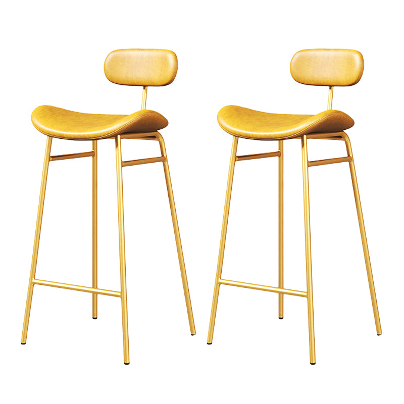 Modern Backrest Counter Stool Iron Cafe Bar Stool with Cushion and Pedal