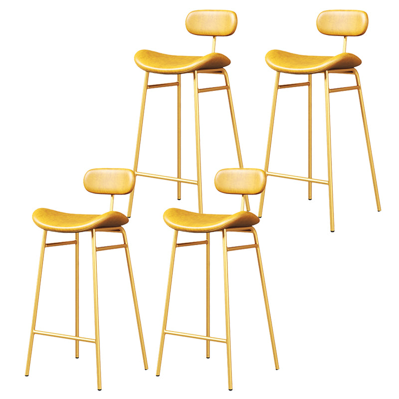 Modern Backrest Counter Stool Iron Cafe Bar Stool with Cushion and Pedal