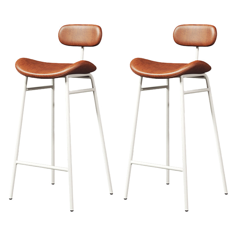 Modern Backrest Counter Stool Iron Cafe Bar Stool with Cushion and Pedal