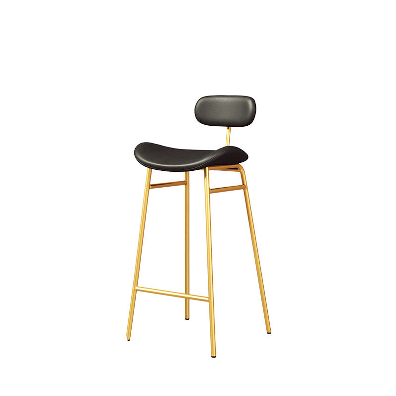 Modern Backrest Counter Stool Iron Cafe Bar Stool with Cushion and Pedal
