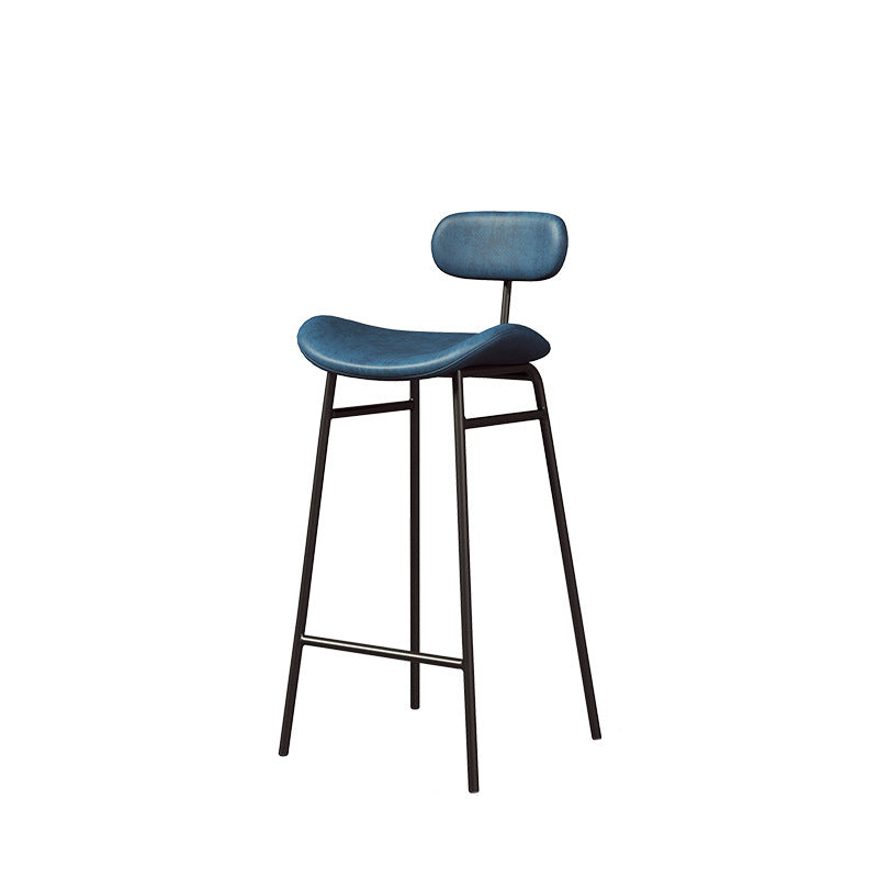 Modern Backrest Counter Stool Iron Cafe Bar Stool with Cushion and Pedal