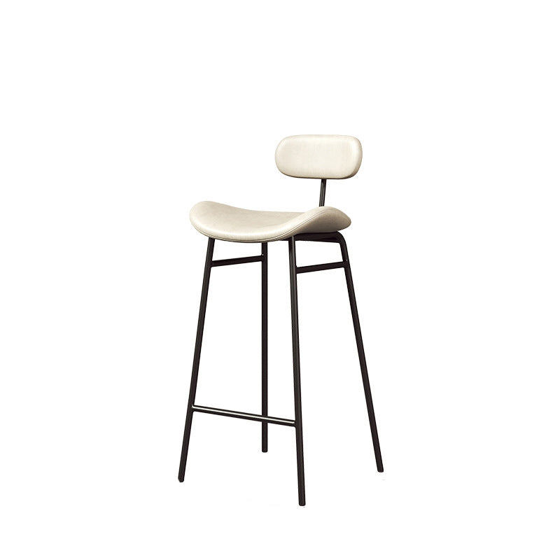 Modern Backrest Counter Stool Iron Cafe Bar Stool with Cushion and Pedal