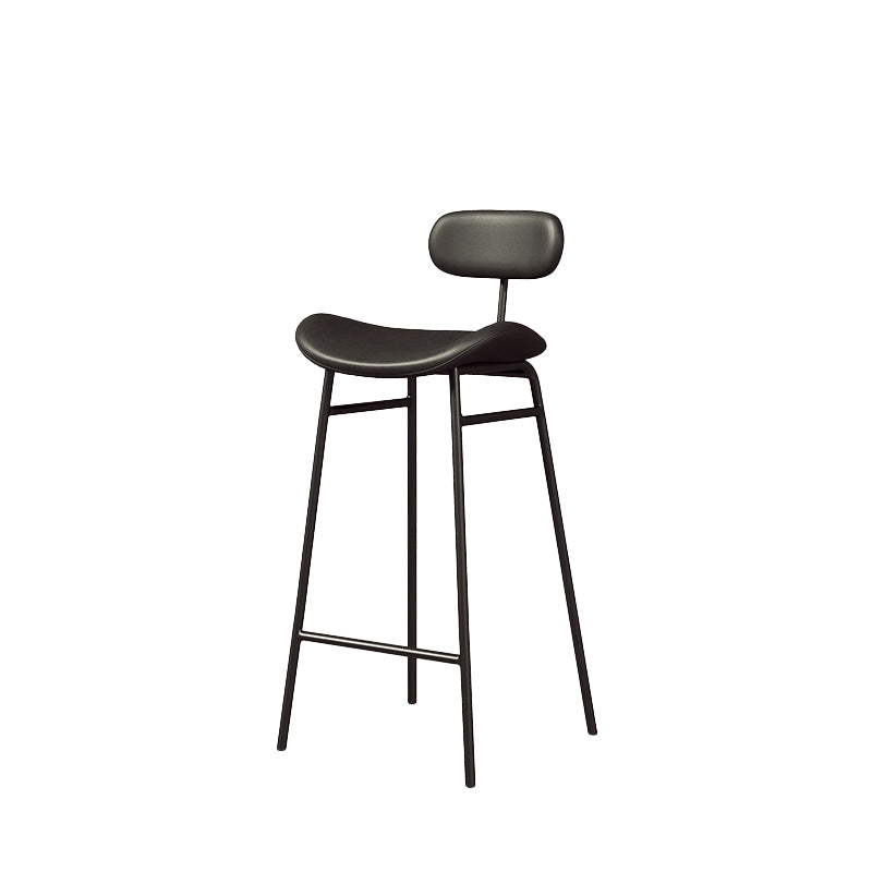 Modern Backrest Counter Stool Iron Cafe Bar Stool with Cushion and Pedal