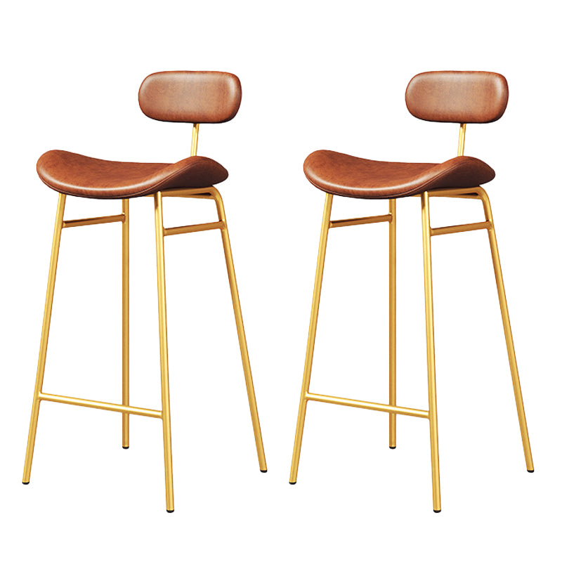 Modern Backrest Counter Stool Iron Cafe Bar Stool with Cushion and Pedal