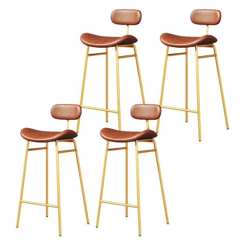 Modern Backrest Counter Stool Iron Cafe Bar Stool with Cushion and Pedal
