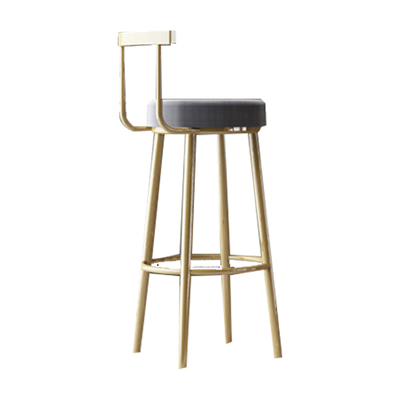 Glam Armless Backrest Counter Stool Iron Bar Stool with Cushion and Pedal for Cafe