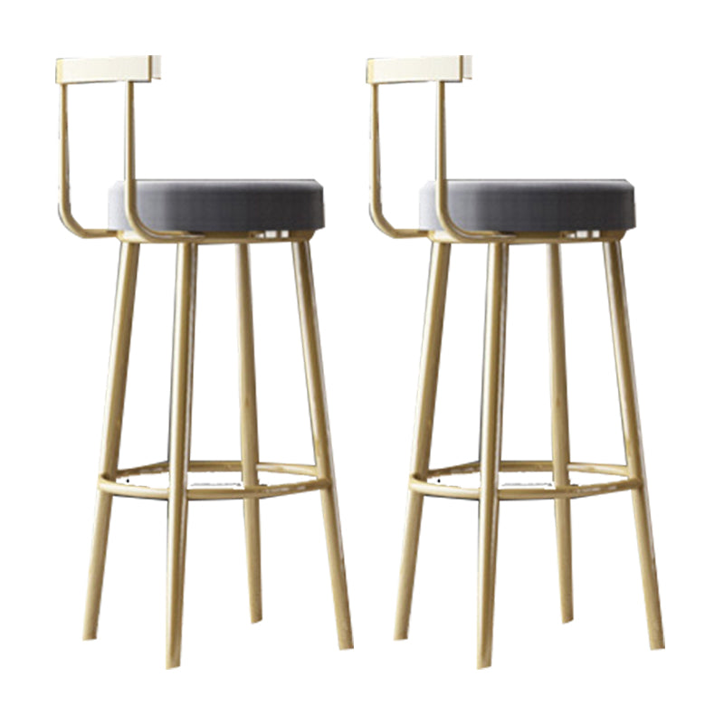 Glam Armless Backrest Counter Stool Iron Bar Stool with Cushion and Pedal for Cafe