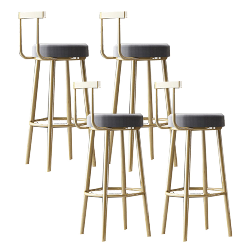 Glam Armless Backrest Counter Stool Iron Bar Stool with Cushion and Pedal for Cafe