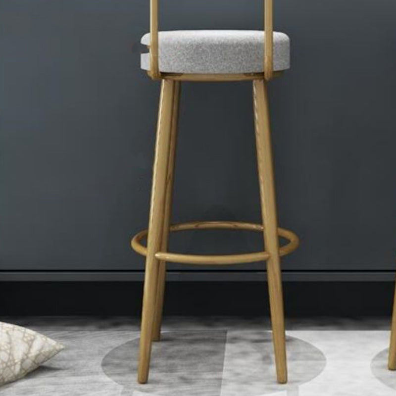 Glam Armless Backrest Counter Stool Iron Bar Stool with Cushion and Pedal for Cafe