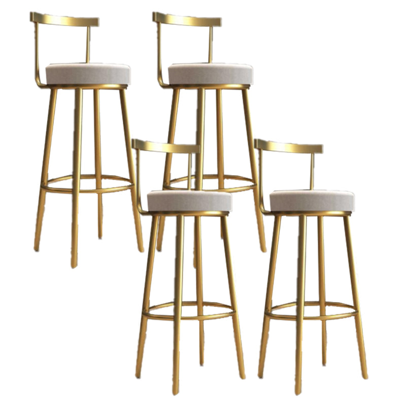 Glam Armless Backrest Counter Stool Iron Bar Stool with Cushion and Pedal for Cafe