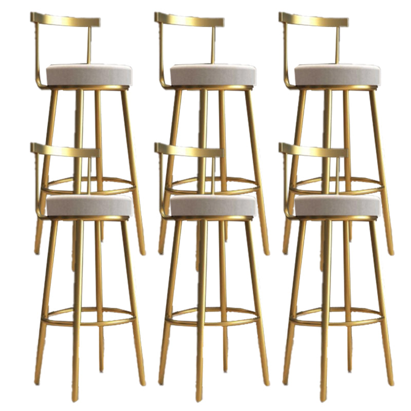 Glam Armless Backrest Counter Stool Iron Bar Stool with Cushion and Pedal for Cafe