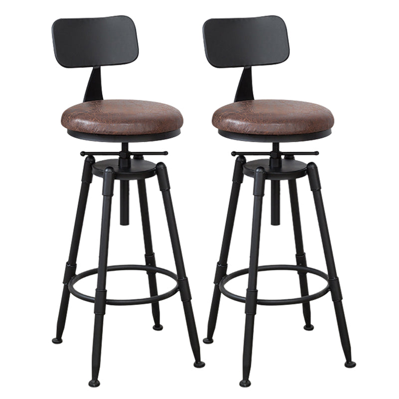Industrial Armless Elevatable Counter Stool Iron Bar Stool with Pedal for Cafe