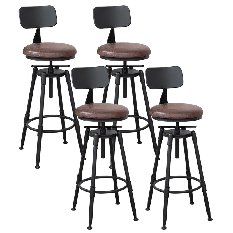 Industrial Armless Elevatable Counter Stool Iron Bar Stool with Pedal for Cafe