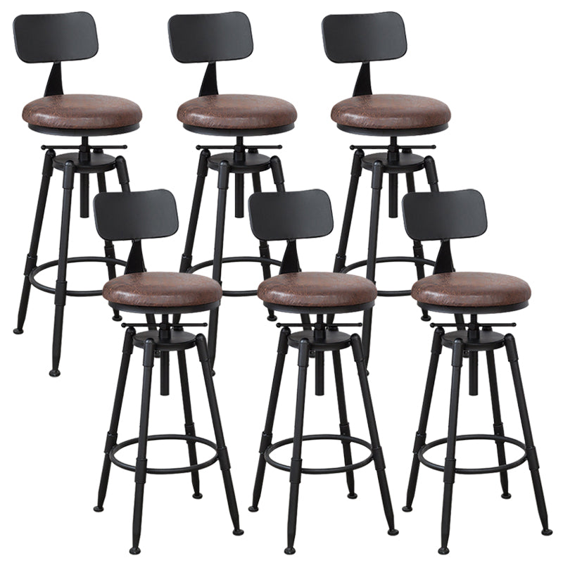 Industrial Armless Elevatable Counter Stool Iron Bar Stool with Pedal for Cafe