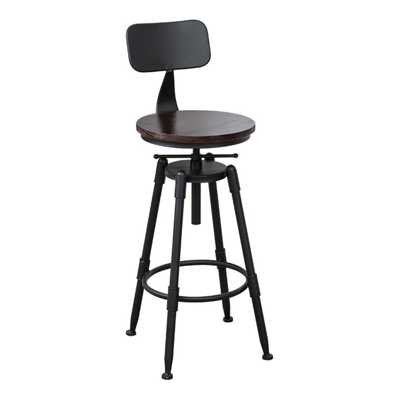 Industrial Armless Elevatable Counter Stool Iron Bar Stool with Pedal for Cafe