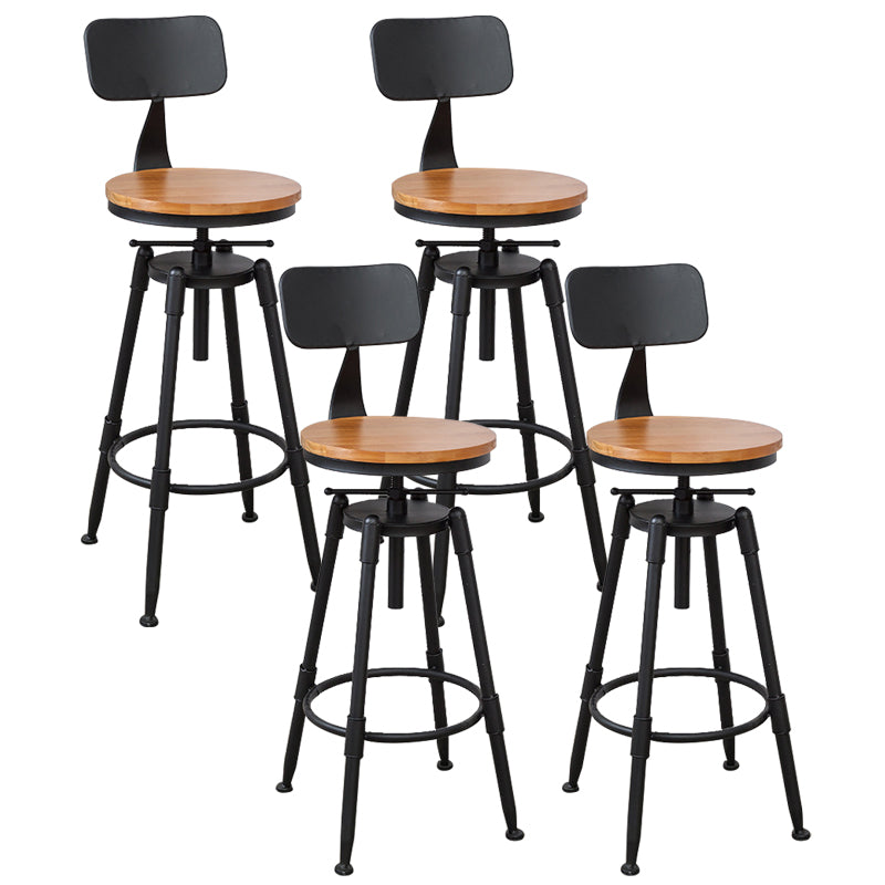Industrial Armless Elevatable Counter Stool Iron Bar Stool with Pedal for Cafe