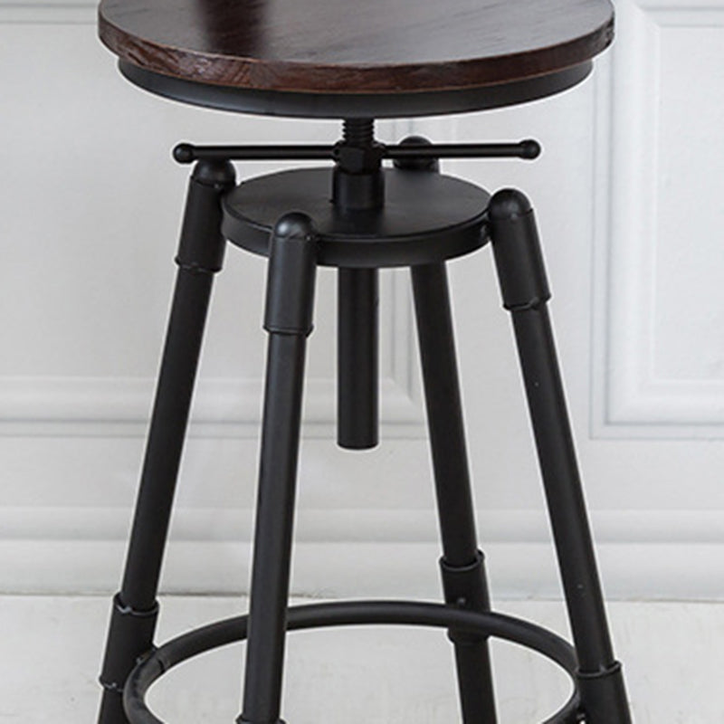 Industrial Armless Elevatable Counter Stool Iron Bar Stool with Pedal for Cafe
