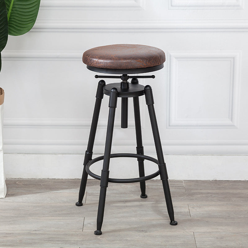 Industrial Armless Elevatable Counter Stool Iron Bar Stool with Pedal for Cafe