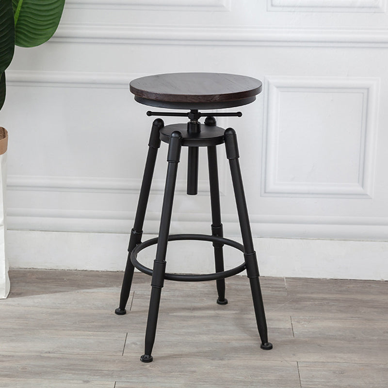 Industrial Armless Elevatable Counter Stool Iron Bar Stool with Pedal for Cafe