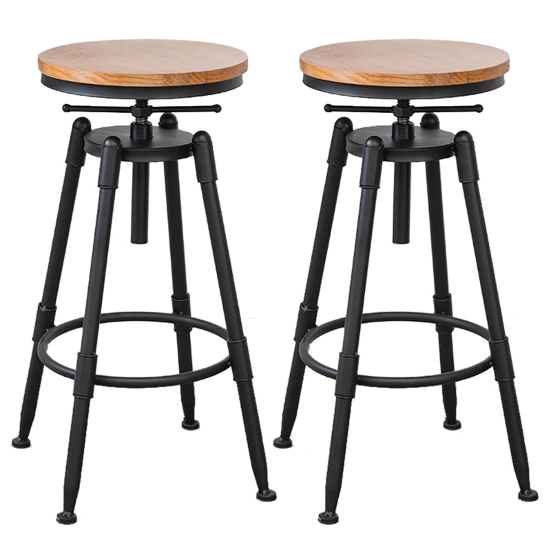 Industrial Armless Elevatable Counter Stool Iron Bar Stool with Pedal for Cafe