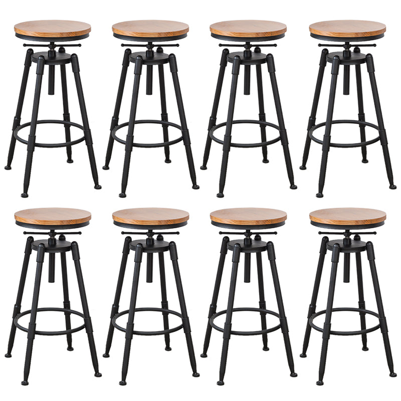Industrial Armless Elevatable Counter Stool Iron Bar Stool with Pedal for Cafe