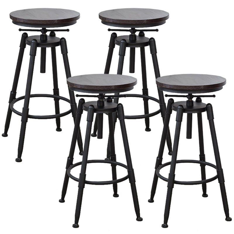 Industrial Armless Elevatable Counter Stool Iron Bar Stool with Pedal for Cafe