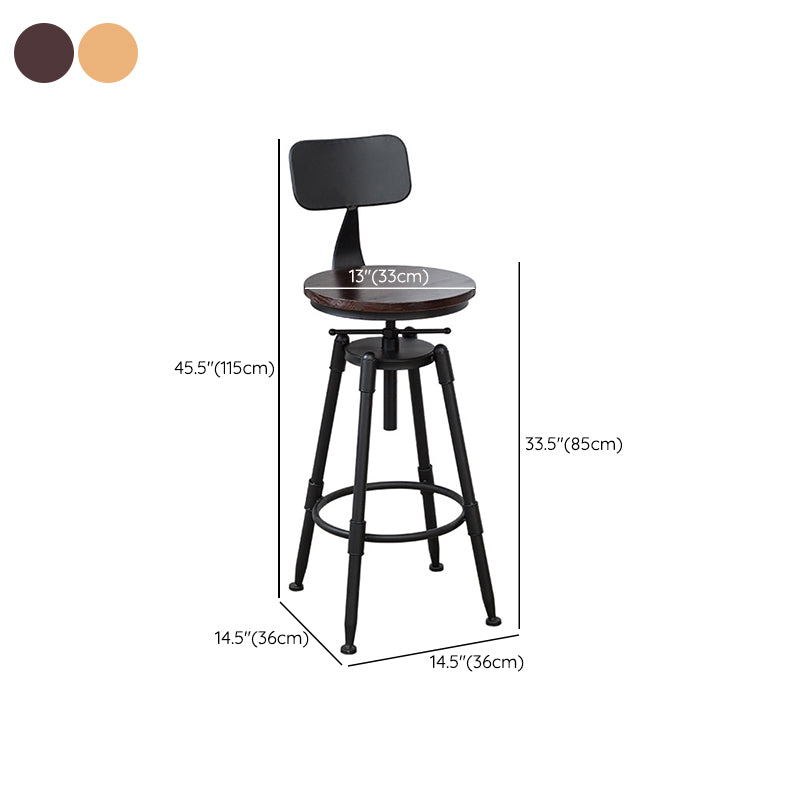 Industrial Armless Elevatable Counter Stool Iron Bar Stool with Pedal for Cafe