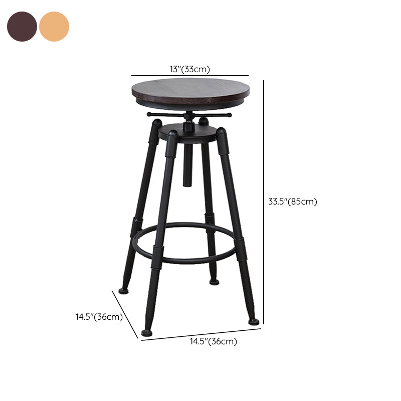 Industrial Armless Elevatable Counter Stool Iron Bar Stool with Pedal for Cafe
