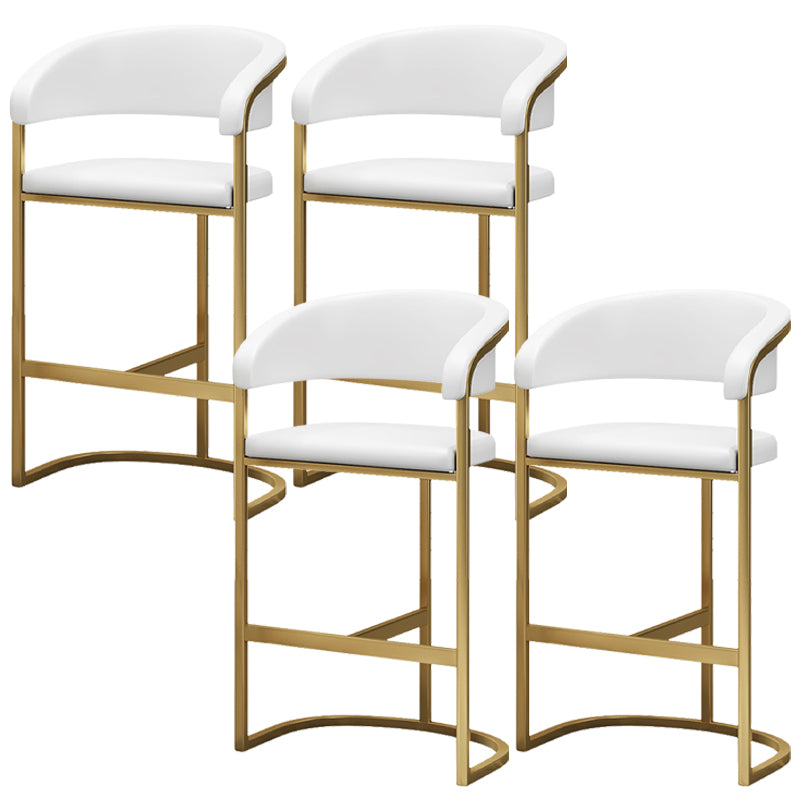 Glam Armrest Backrest Counter Stool Iron Bar Stool with Leather Cushion and Pedal