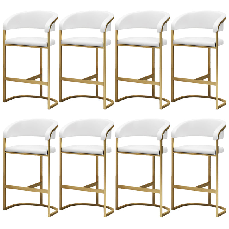 Glam Armrest Backrest Counter Stool Iron Bar Stool with Leather Cushion and Pedal