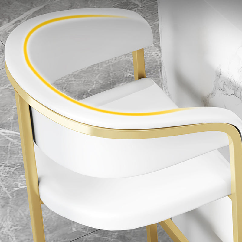 Glam Armrest Backrest Counter Stool Iron Bar Stool with Leather Cushion and Pedal