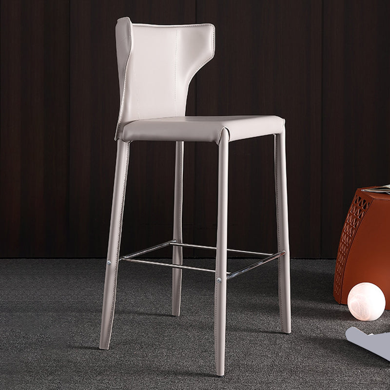 Glam Leather Counter Height Stools Low Back Bar Stools for Indoor