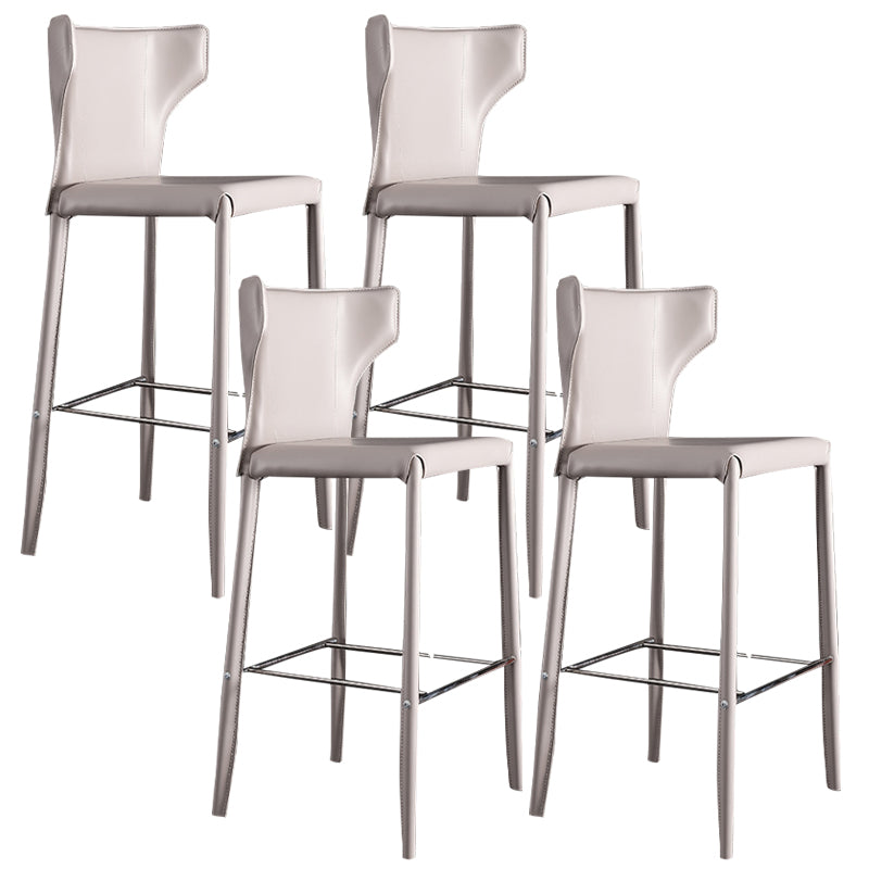 Glam Leather Counter Height Stools Low Back Bar Stools for Indoor