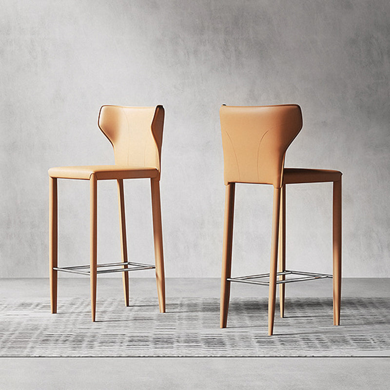 Glam Leather Counter Height Stools Low Back Bar Stools for Indoor