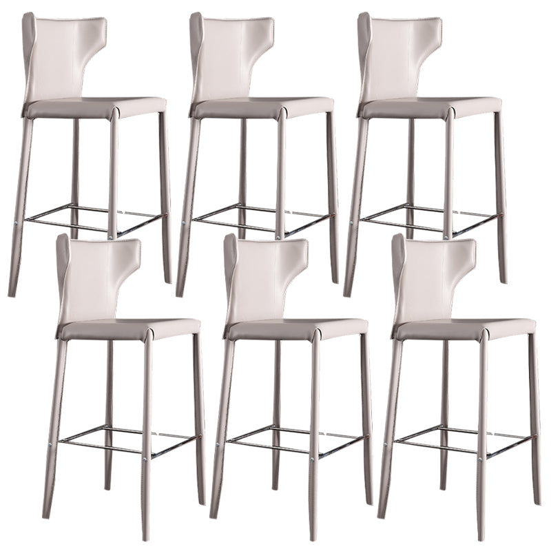 Glam Leather Counter Height Stools Low Back Bar Stools for Indoor