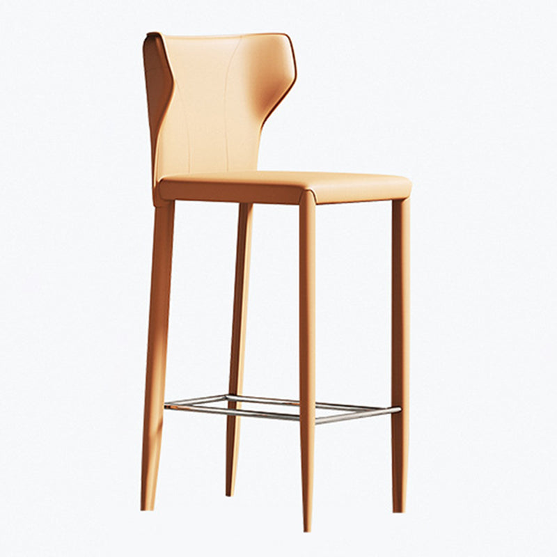 Glam Leather Counter Height Stools Low Back Bar Stools for Indoor