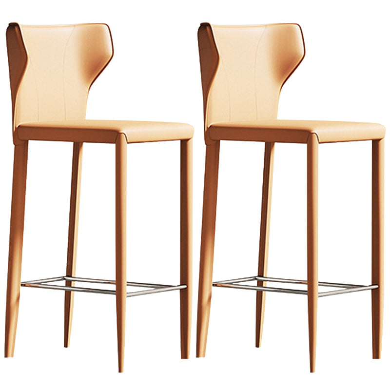 Glam Leather Counter Height Stools Low Back Bar Stools for Indoor