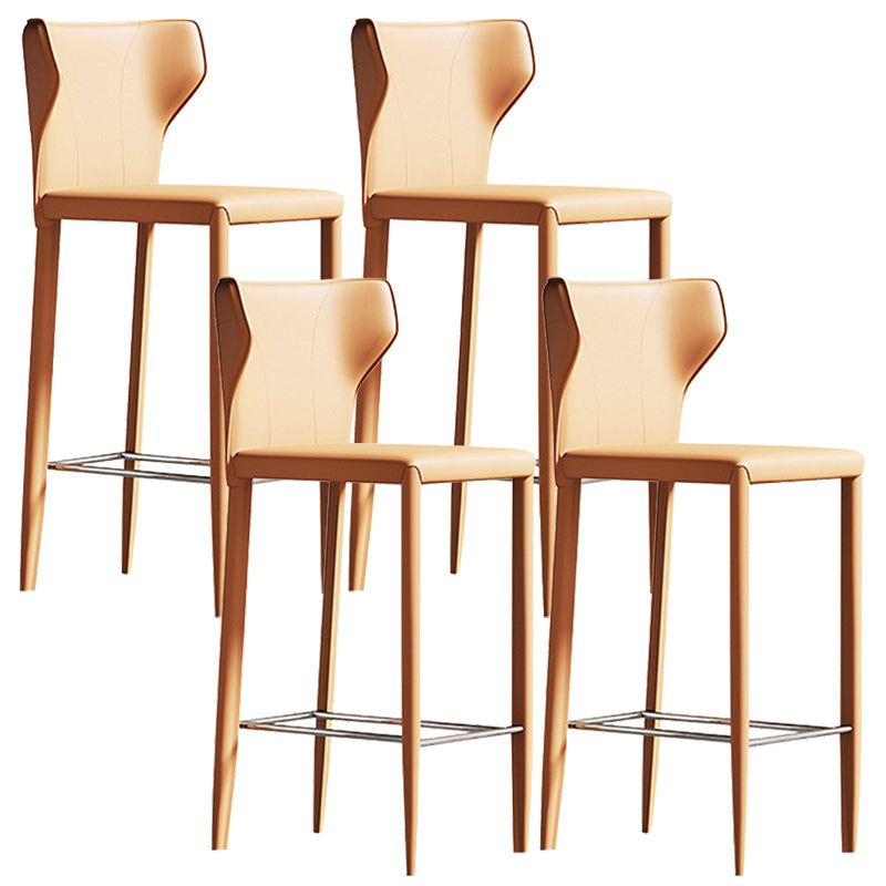 Glam Leather Counter Height Stools Low Back Bar Stools for Indoor
