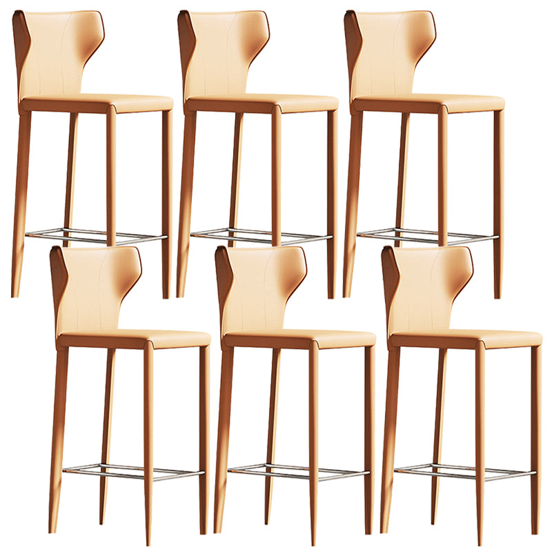 Glam Leather Counter Height Stools Low Back Bar Stools for Indoor