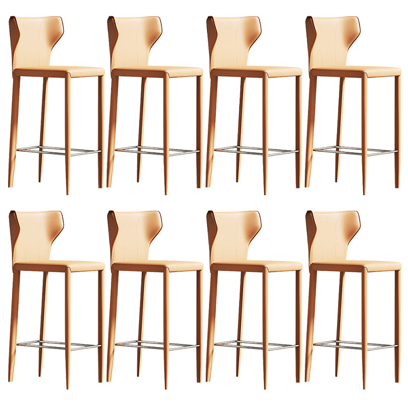 Glam Leather Counter Height Stools Low Back Bar Stools for Indoor